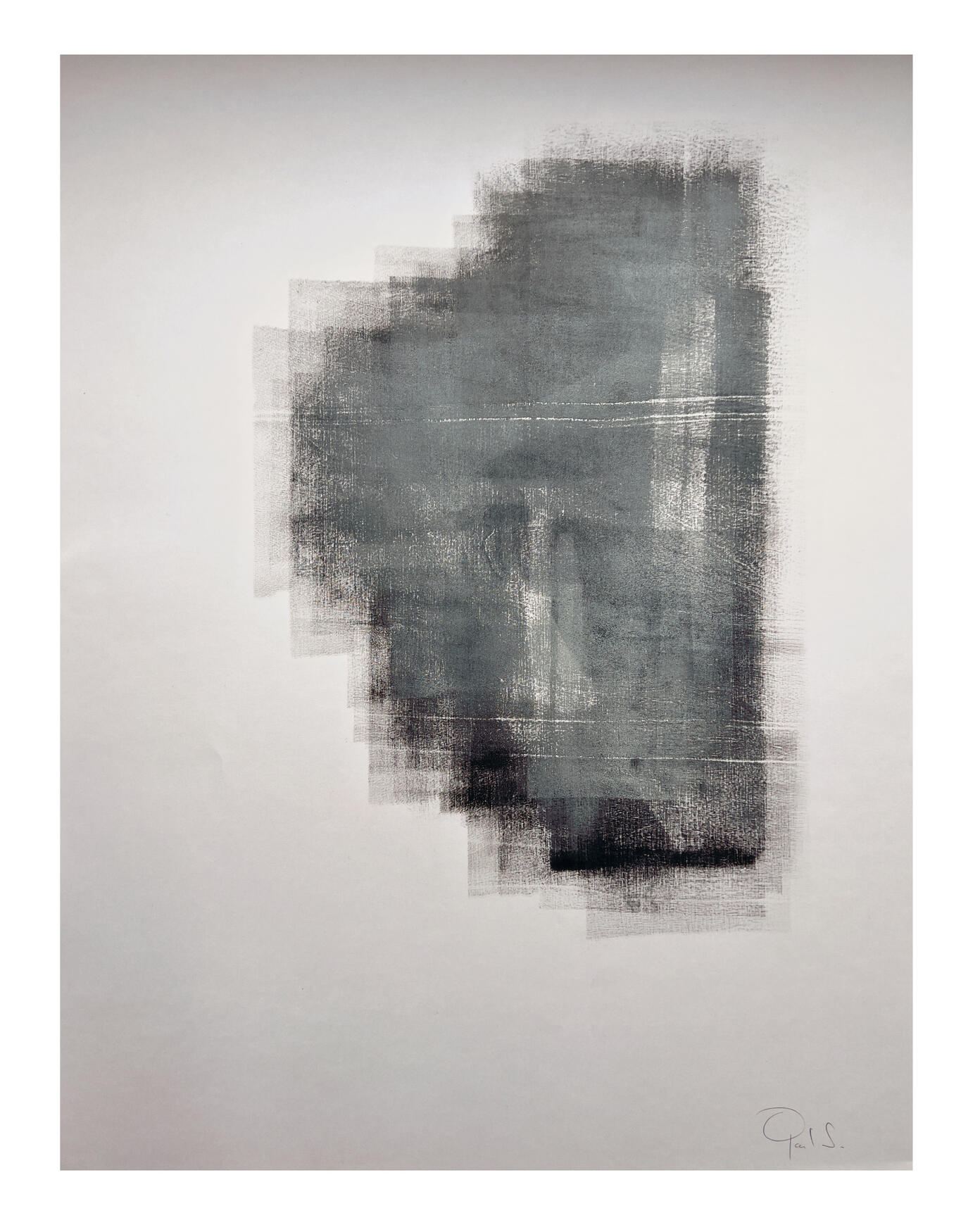 Abstract woodcut with intense black and grey tones