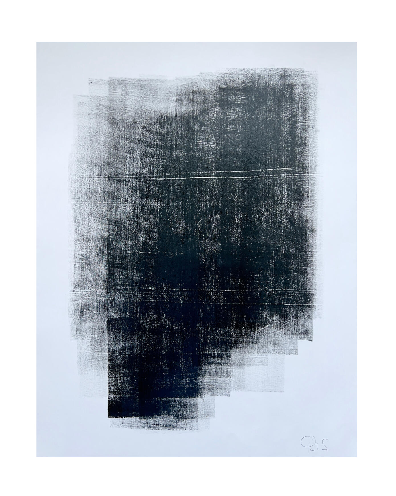 Abstract woodcut of with intense black tones